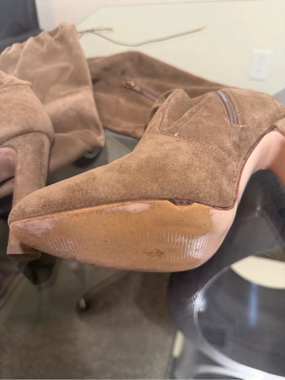 Women's Over-The-Knee Suede Block Heel Boots - Brown
